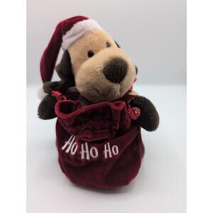 Dan Dee Christmas Dog Plush Stuffed Animal with Bag and Santa Hat